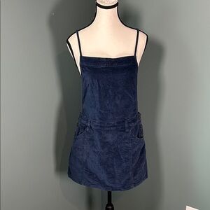 Free People Navy Jean Skirt Overall Dress